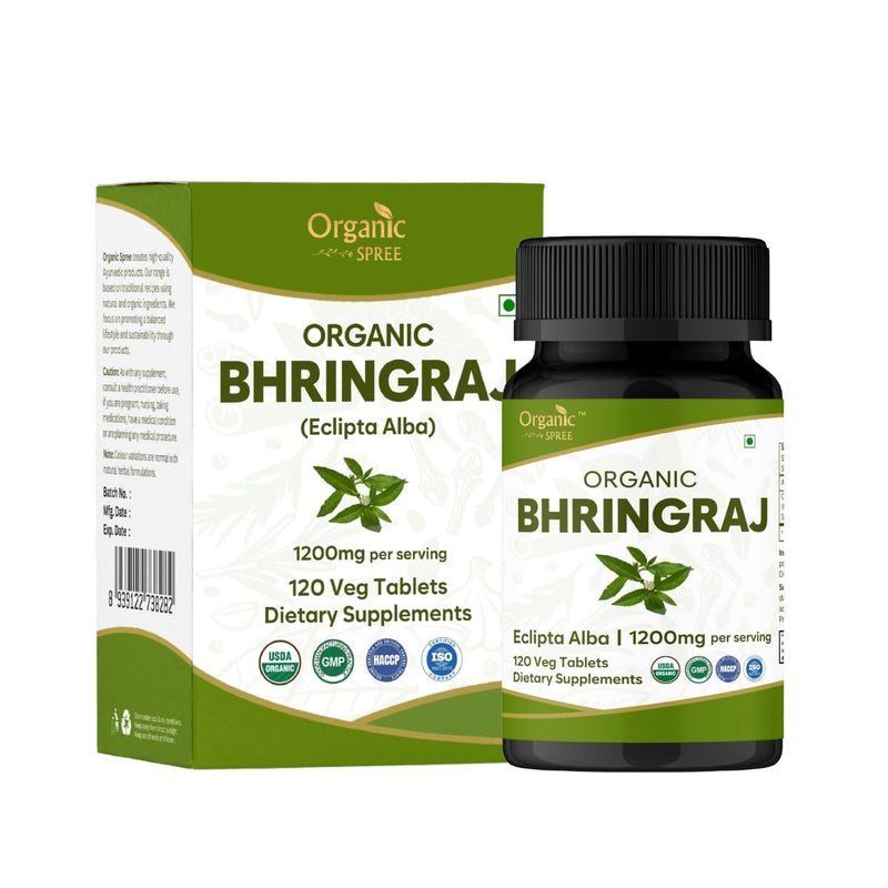 ORGANIC SPREE BHRINGRAJ 120 Tablets | Eclipta Alba (Bhringraj) | USDA Organic Certified | Organic and Natural 120tab (1) 1