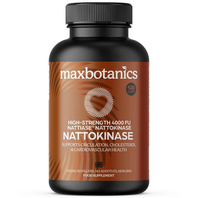 Nattokinase Supplement 4000 FU Supports Circulation Cholesterol & Cardiovascular Health High Strength Natural Japanese Natto Enzyme GMP Certified Zero Additives Vegan 120 Capsules UK Made 120 count (Pack of 1)