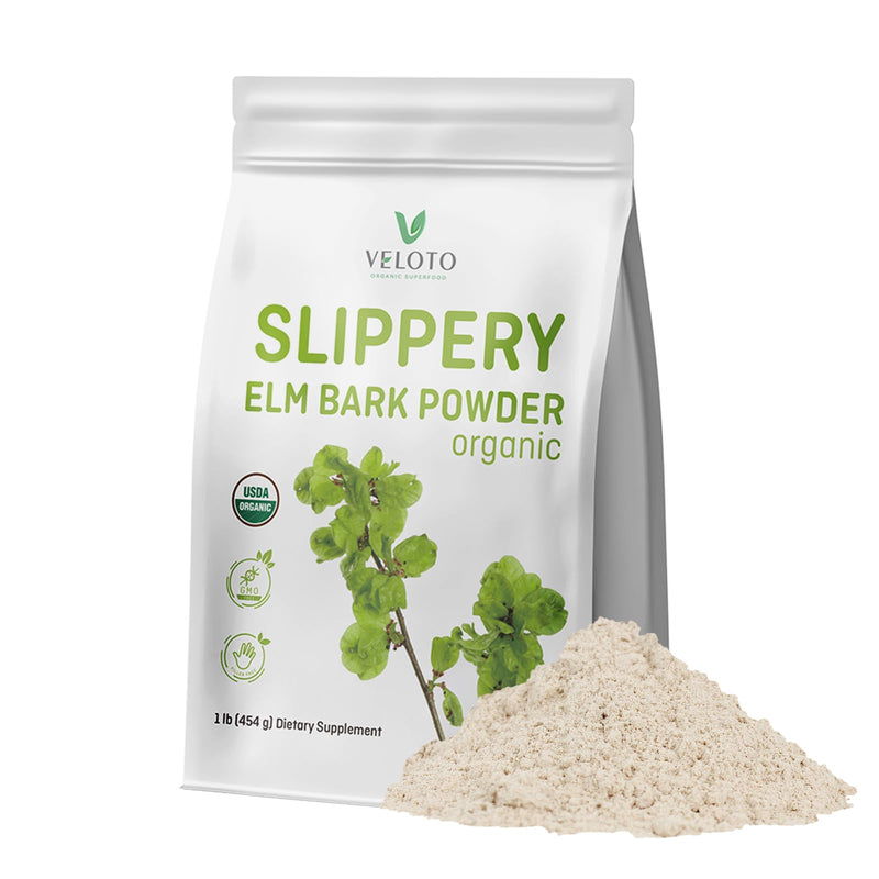 Slippery Elm Bark & Slippery Elm Powder Organic 454g, 100% Pure Inner Bark, Natural Herbal Supplement, Soothes Throat, Cough & Digestive Health, Supports IBS, Acid Reflux, Vegan, Gluten Free, Non-GMO 454 g (Pack of 1)