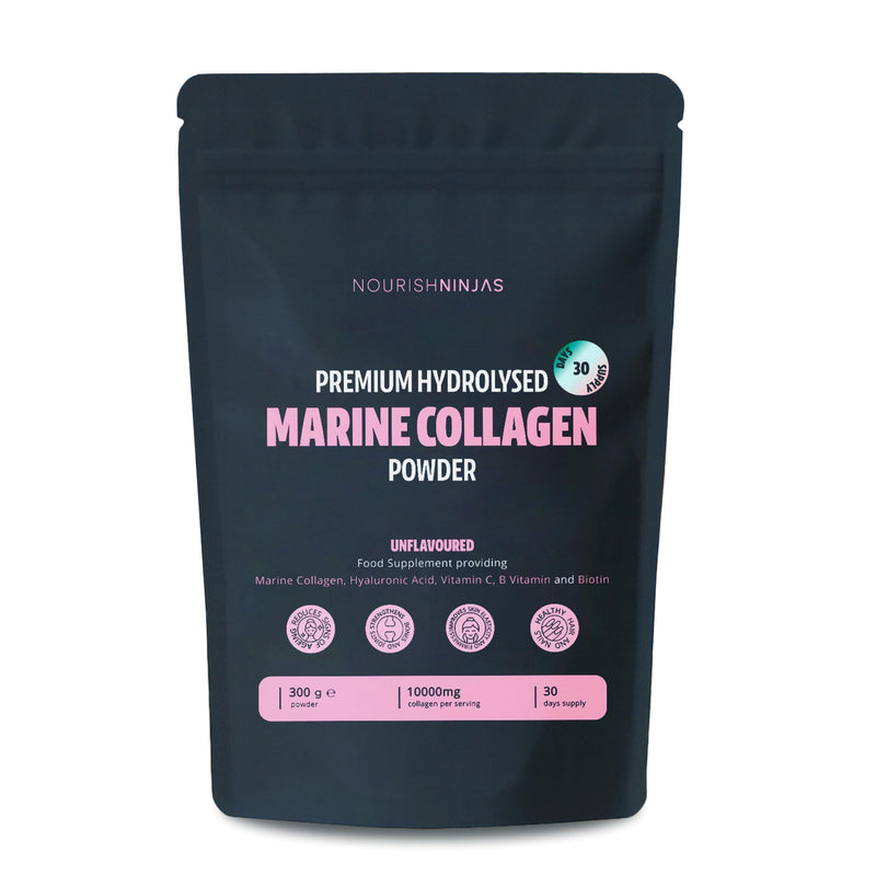 Collagen Powder Nutritional Supplements - 300g Hydrolyzed Collagen Marine Collagen with Hyaluronic Acid, Vitamin C, Biotin – Highly Concentrated Collagen 10000mg
