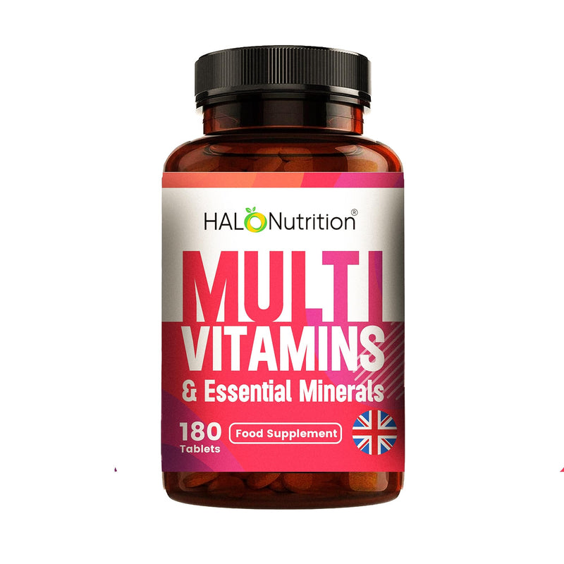 Multivitamin Tablets - Multivitamin for Men & Women -180 Tablets 1 Tablet a Day with Water -with Essential Multivitamins and Minerals Like Iron, Zinc, & Vitamins C -Vegan -Halal HALO Nutrition