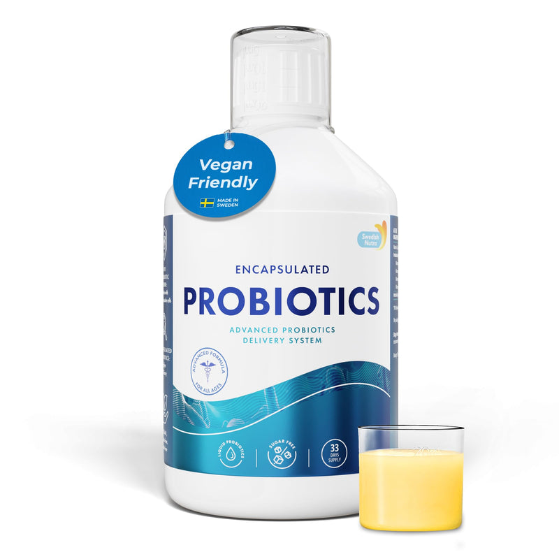 Swedish Nutra - Probiotics - Pack of 500 ml, 33 Day Supply of Probiotic Supplements I 100% Natural Lemon Flavour | Vegan and Gluten-Free