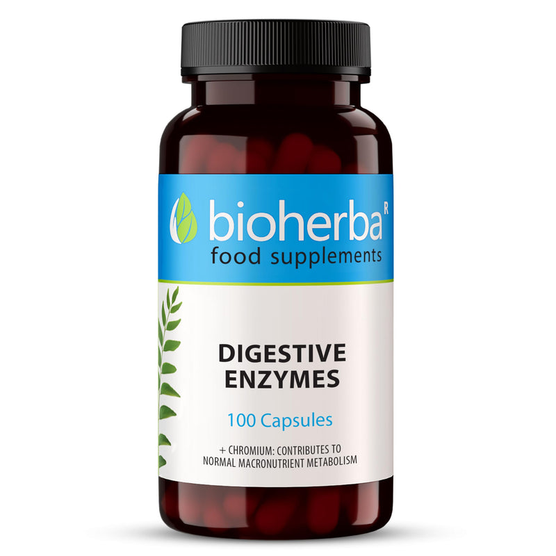 Digestive Enzymes Complex with Papaya, Bromelain & Chromium – 100 Capsules for Enzyme Support and Metabolism by BIOHERBA 100 pcs