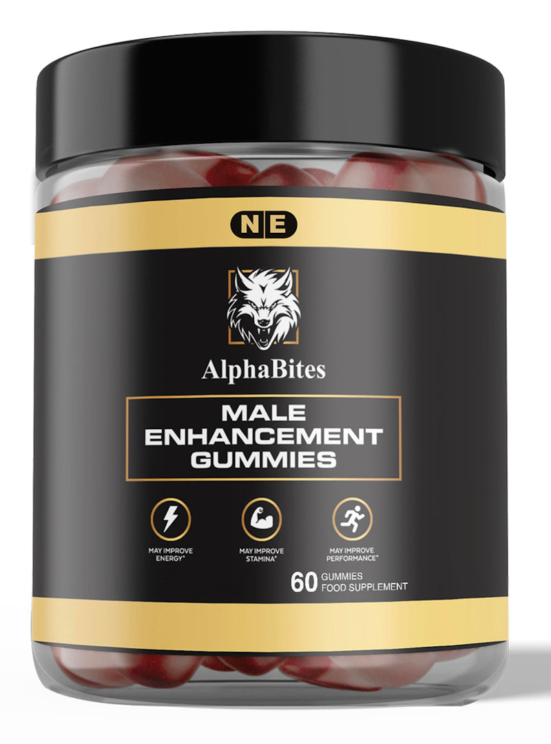 Alpha Bites Male Performance Gummies, 60 Count, Food Supplement optimised for Men
