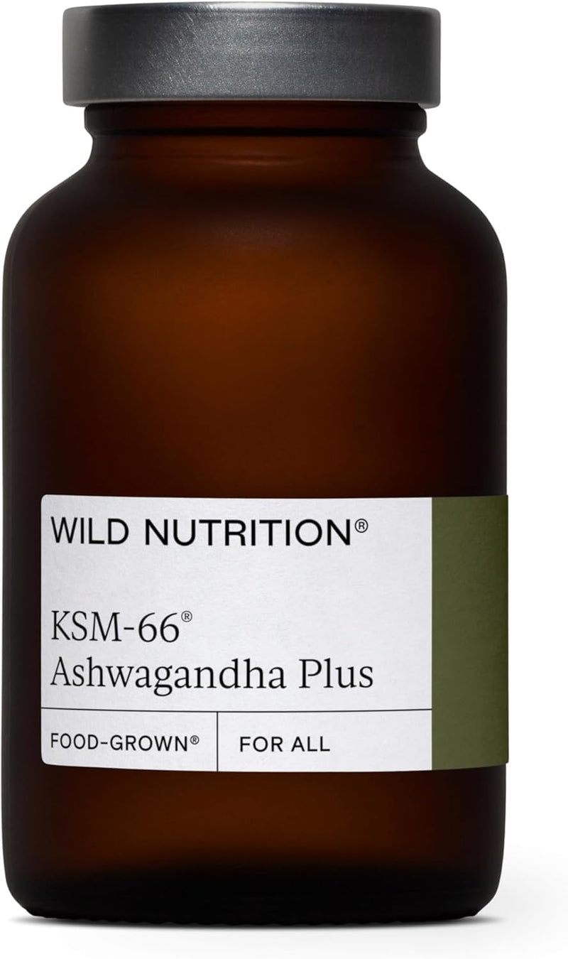 WILD NUTRITION Food-Grown Ashwagandha KSM 66 Plus | Ethically Sourced Ashwagandha Capsules to Support Mind and Body | Tablets to Support Stress and Anxiety | 60 Capsules New formula 60 count (Pack of 1)
