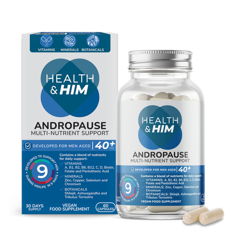 Health & Him Andropause 40+ Multivitamin for Men, with Vitamin B12, Vitamin C, & Ashwagandha, Vegan & Gluten-Free, 30-Day Supply, 60 Capsules Andropause 40+ 60 count (Pack of 1)