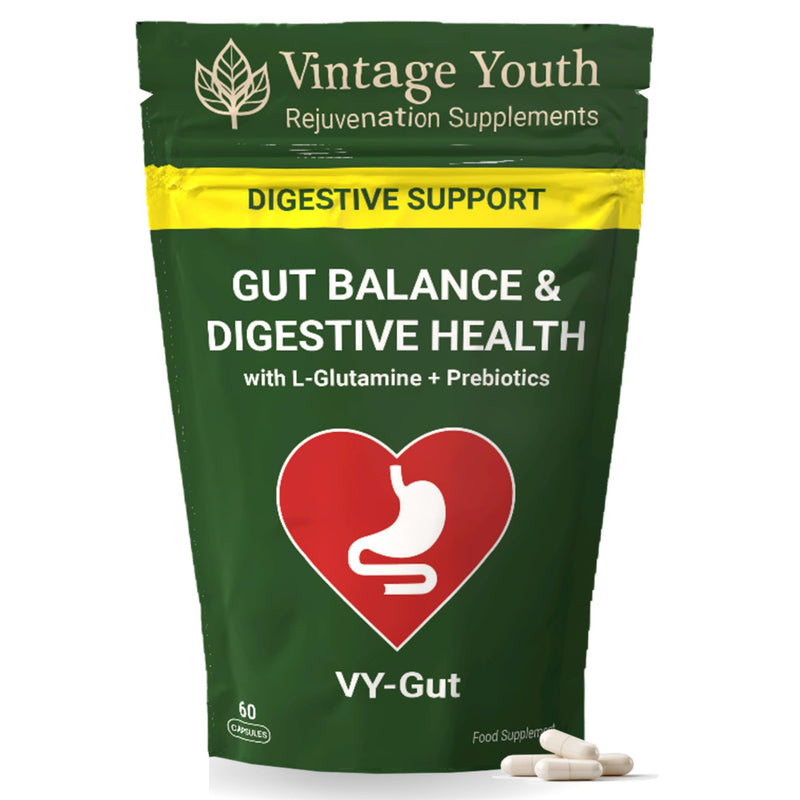 Digestive Enzyme & Prebiotic Supplement | Gut Health, Bloating & Gas Relief | With L-Glutamine, FOS, Bromelain, Lipase & Protease | Supports Digestion, Gut Flora & Nutrient Absorption | Vegan Capsules