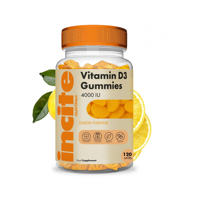 Incite Nutrition Vitamin D Gummies. 120 Lemon Flavour Chewable High Strength Vitamin D 4000 iu Gummies. 4 Month Supply of D3 Vitamins for Muscle Function, Immune Health and Year-Round Wellness 120 count (Pack of 1)