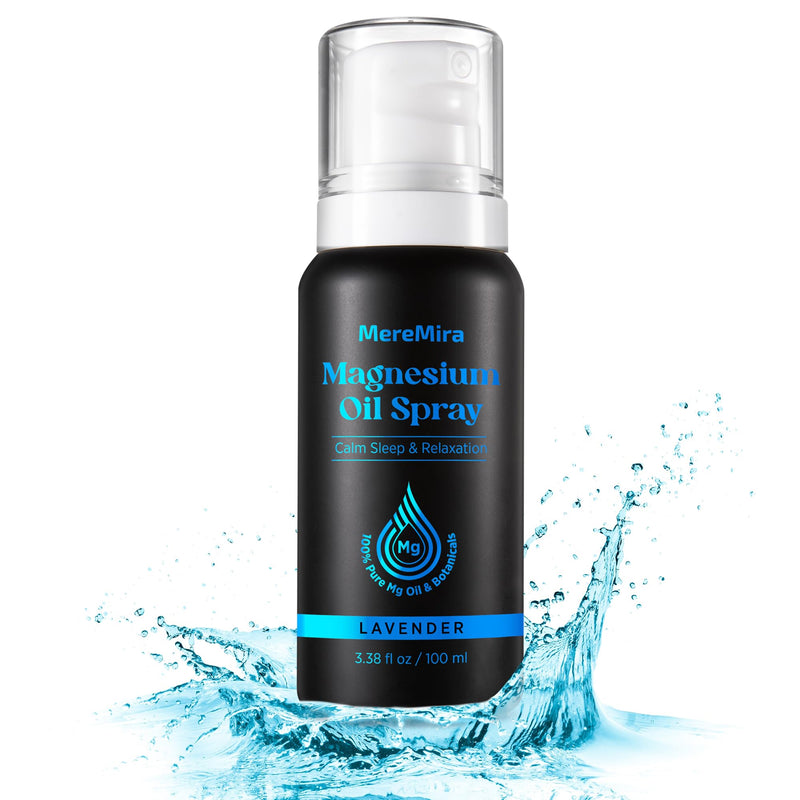Magnesium Oil Spray for Body & Feet: Topical Magnesium Chloride for Sleep Restless Leg Muscle Cramps Tension Relief & Calm - with Natural Lavender Oil - Ideal for Sports Travel Bedtime, 3.38 fl. oz