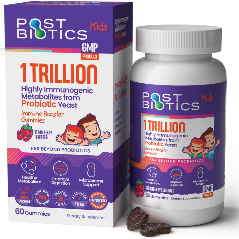 NAVEH PHARMA Postbiotics Kids Strawberry Gummies. Children’s Postbiotics, Ages 4+, 1 Trillion Good Bacteria 200X Ingredients Than Probiotic Or Prebiotic. Gut Health, Immunity, Digestion & Microbiome