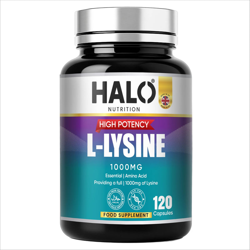 L-Lysine 1000MG Capsules,120 Servings –Essential Amino Acid – Vegan Capsule Made with no Gelling Agents– Non-GMO, Gluten-Free, Kosher,Halal (120 Count) Normal Growth & Muscle | UK Made
