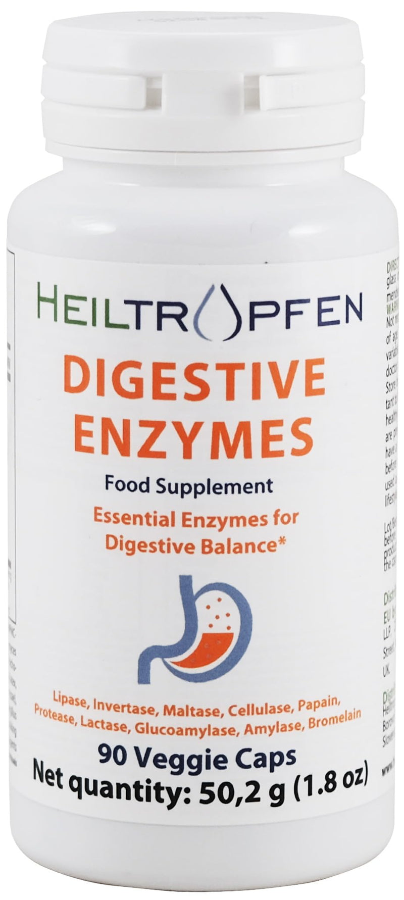 Digestive Enzymes | 90 Veggie Capsules | Food Supplement | Heiltropfen®