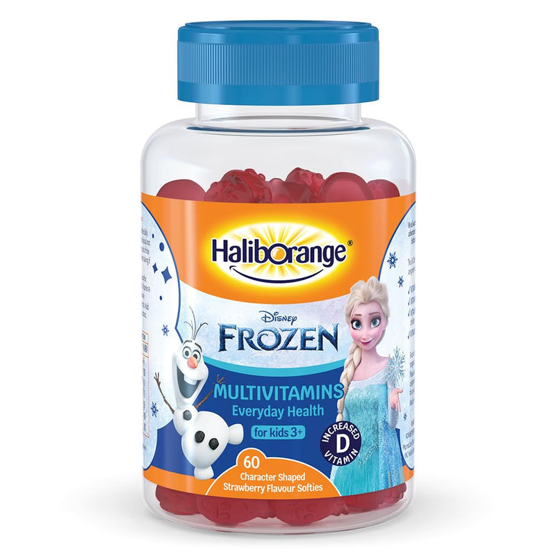 Haliborange Disney Frozen Multivitamin Softies for Kids 3+, 60 Strawberry Gummies – Vitamins A, C, D, E, B6, B12 & Niacin – Supports Immune System, Bone Health & Energy – Character-Shaped Chewable 60 count (Pack of 1)