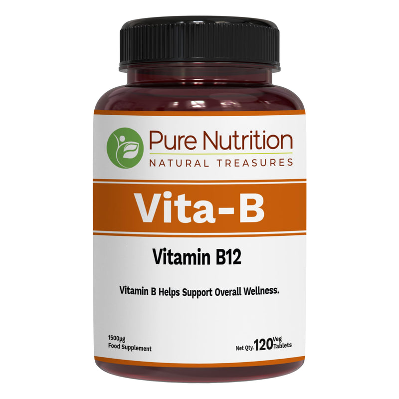 Pure Nutrition Natural Vitamin B12 1500mcg (Methylcobalamin) | 120 Veg Tabs | Vitamin B12 Supplement Helps Support Metabolism, Blood Cells, and Nerves Function* | Non GMO