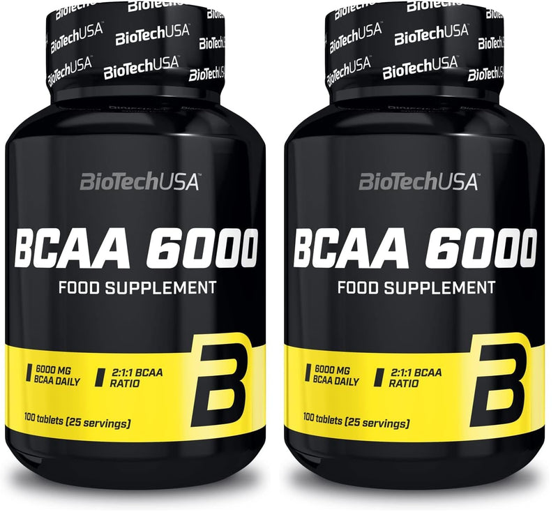 BioTechUSA BCAA 6000 Tablets | 6,000mg | 2:1:1 Ratio BCAAs | for Muscle Growth & Energy, 100 Tablets (Pack of 2) 100 count (Pack of 2)