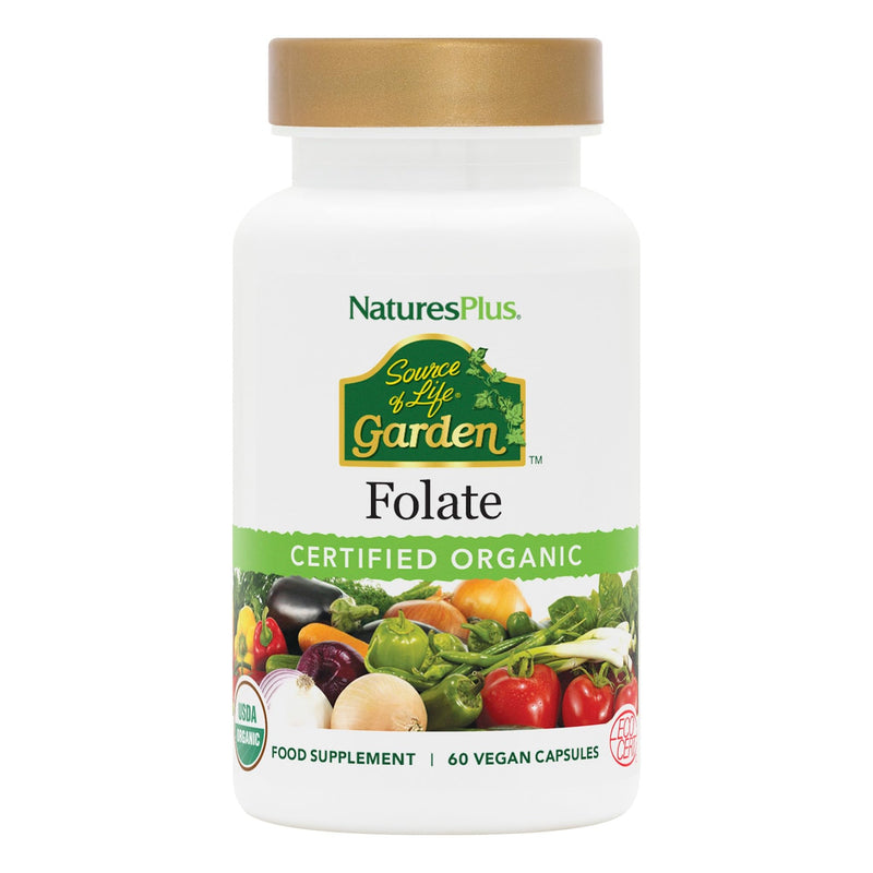 Source of Life Garden Organic Folate Capsules - 400 mcg Methylfolate and Other Plant Based Folates Extracted from Lemon Peel - Vegan, Gluten Free - 60 Capsules 60 count (Pack of 1)