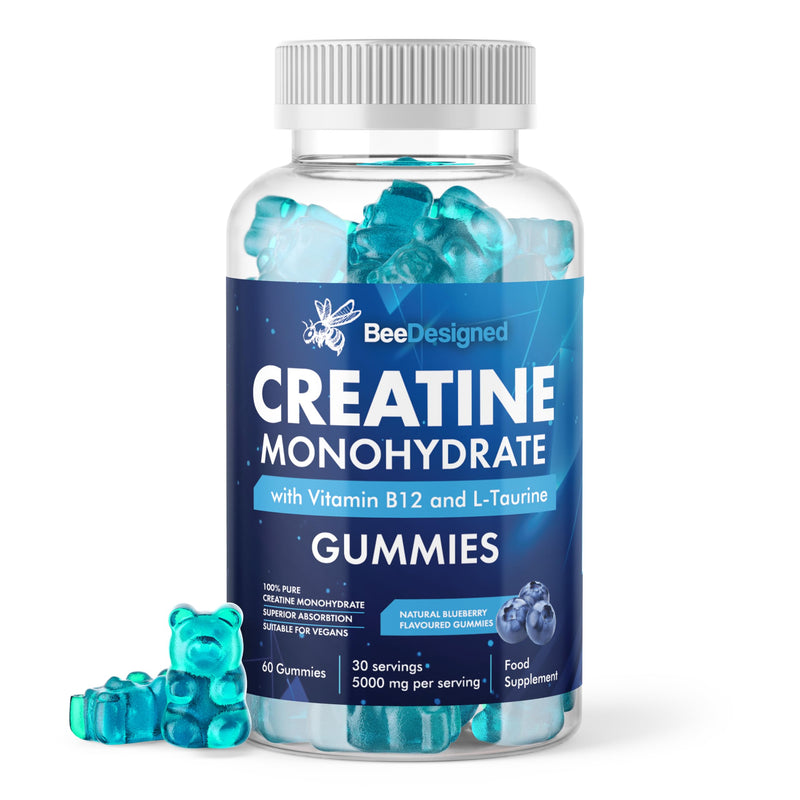 5000mg Creatine Gummies Max Strength (60 Count) - Creatine Monohydrate with Betaine & L-Taurine for Muscle Growth & Recovery - Vegan, Sugar-Free Gym Supplement, Blueberry
