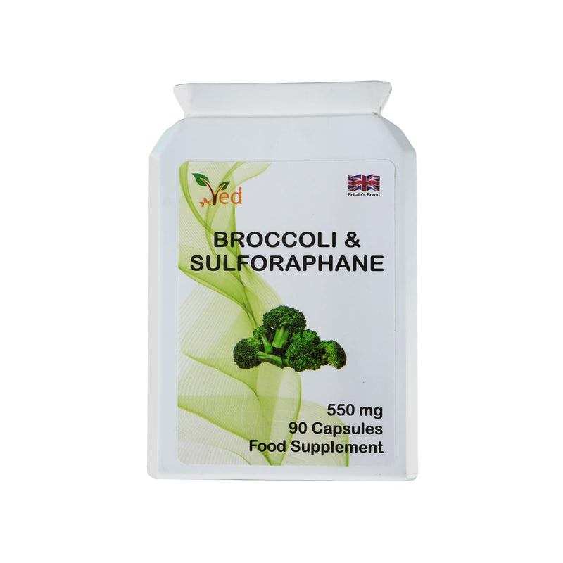 Ved Broccoli Sulforaphane, Broccoli Powder Rich in Vitamins and Minerals, 550 mg 90 Vegan Capsules (45 Days supplys)