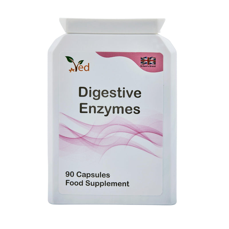Ved Digestive Enzymes, Comprehensive Food Intolerance Complex, Targets Multiple Intolerances Including Gluten, Lactose & Casein, 90 Vegan Capsules(45 Days Supply)