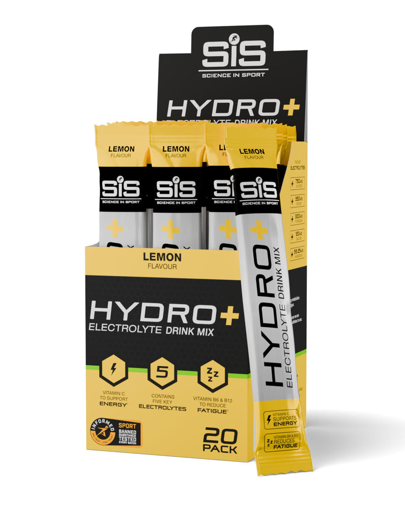 Science in Sport Hydro+ Electrolytes Powder Sachets with 5 Essential Electrolytes and Added Vitamins C, B6, and B12 for Hydration Drink | Lemon, Pack of 20 Sachets