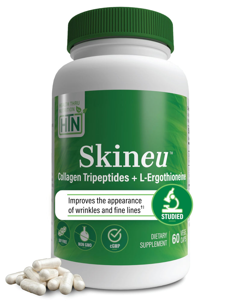 Skineu Collagen Tripeptide + L-Ergothioneine | Advanced Anti-Aging Formula | Morikol Marine Collagen | Supports Skin Hydration, Elasticity & Joint Health | Non-GMO & Gluten-Free | 60 VegeCapsules