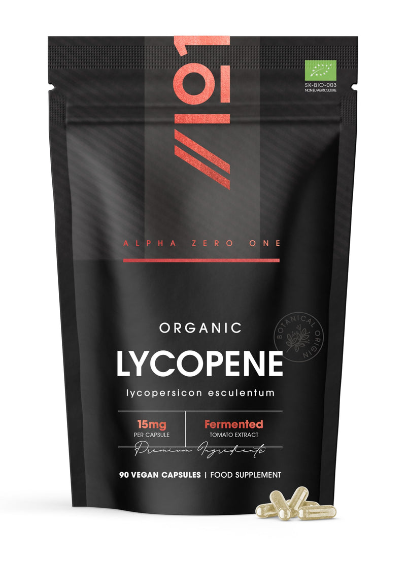 Organic Lycopene 15mg - Bio-Fermented Tomato Extract – 90 Vegan Capsules (3 Months Supply) – Resealable and Recyclable Pouch – By Alpha01