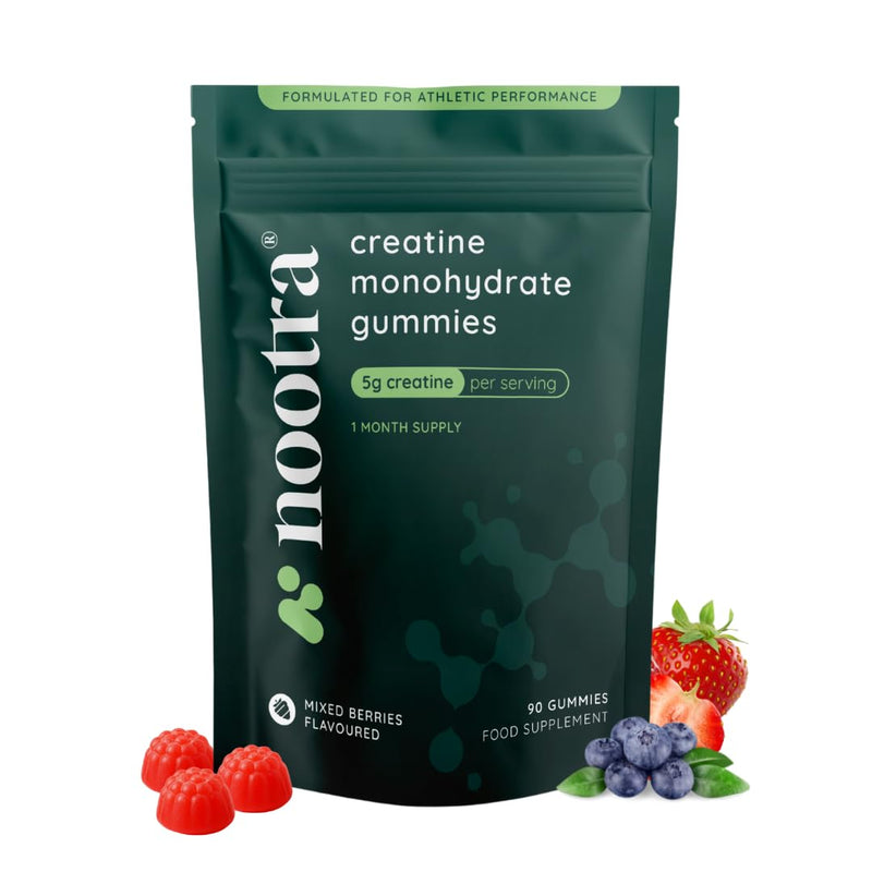 Creatine Gummies 5000mg, 90 Gummies (1 Month-Supply, Mixed Berry Flavour) 100% Vegan, Low Sugar, Gluten Free, Muscle Building Supplement, Creatine Monohydrate Gummy 90 count (Pack of 1)