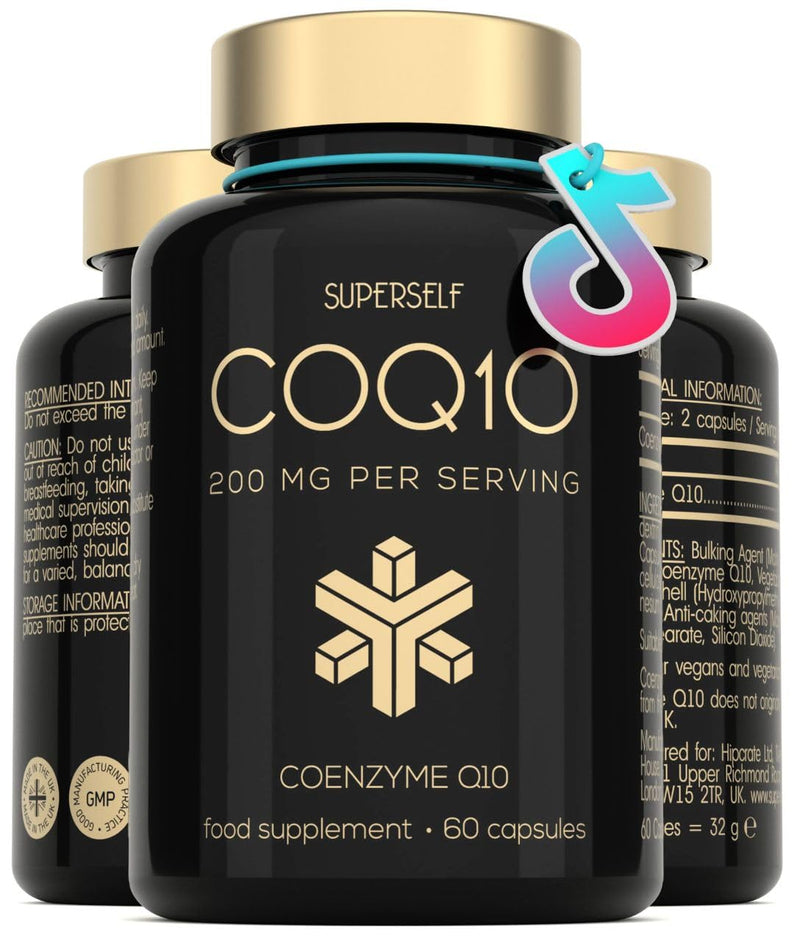 CoQ10 Supplement - Coenzyme Q10 High Strength 200mg - 60 Capsules - Vegan Naturally Fermented Ubiquinone - Co Enzyme CQ10 High Absorption - UK Made 1