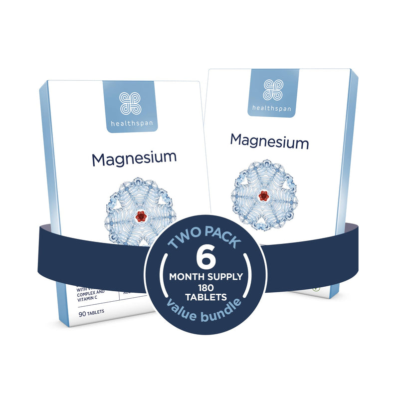 Healthspan Magnesium 375mg | Everyday Support for Muscles & Nervous System | Added B Vitamins Complex | Added Benefits for Your Bones, Teeth & Energy Levels | Vegan (180 Tablets) 90 count (Pack of 2)