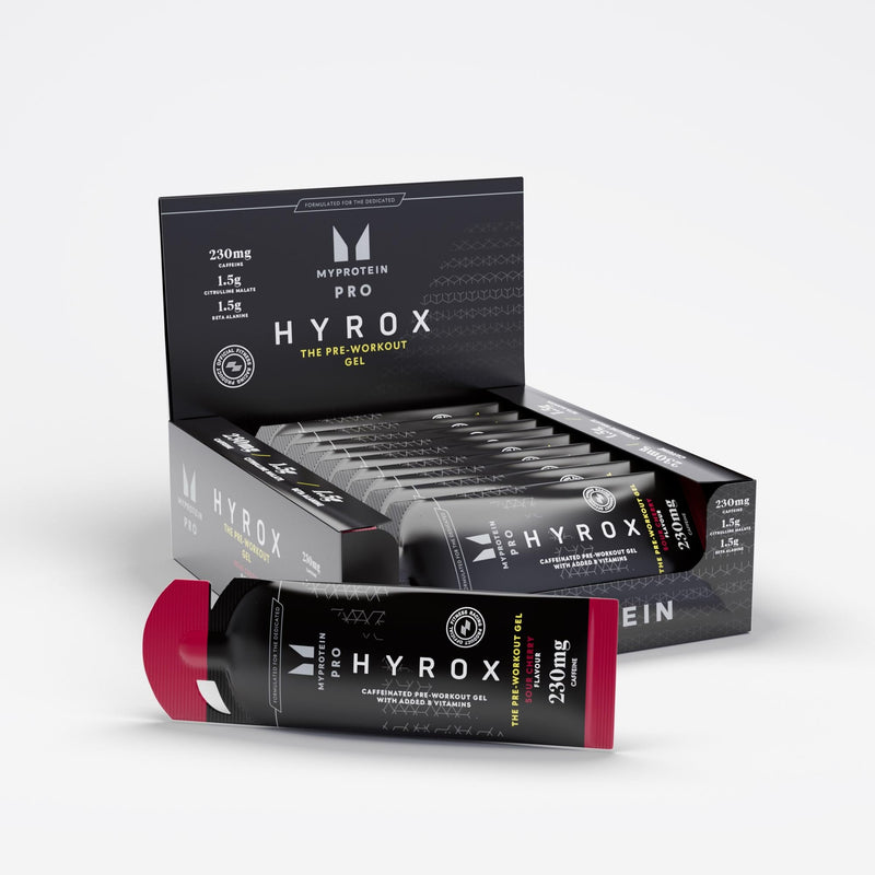 Myprotein PRO x HYROX The Pre-Workout Gel | 230mg Caffeine with Natural Guarana | Beta-Alanine, Citrulline Malate & Taurine | Boost Energy, Focus & Endurance | Vegan | Sour Cherry Flavour 12 x 60ml 12 g (Pack of 1)