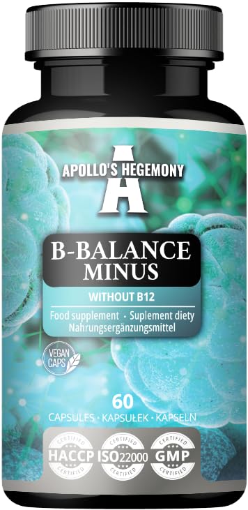 B-Balance Minus - 60 Vegan Capsules - Excluding B12 for Customized Health Strategies - Comprehensive B-Complex for Metabolism & Nervous System Support - by Apollo's Hegemony