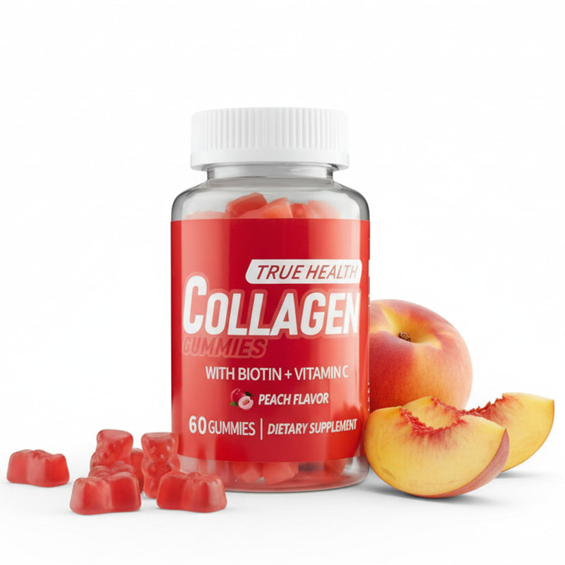 Collagen Gummies with Vitamin C and Biotin – Peach Flavored, Without Sugar or Gluten, Collagen Gummies for Women and Men – Multivitamins Supports Hair, Skin & Nails, 60 Units per Bottle 60 Gummies