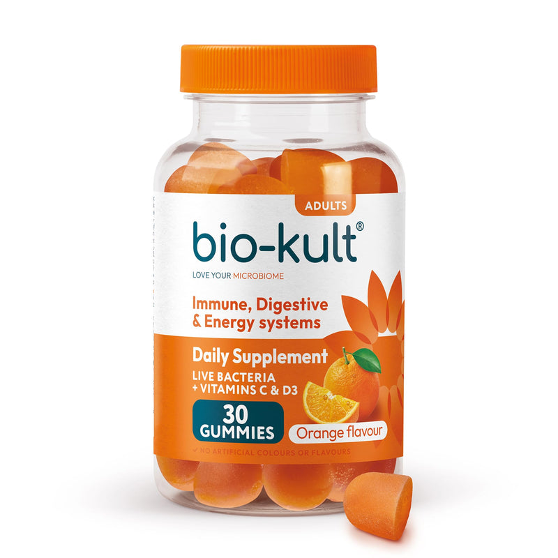 Bio-Kult 3in1 Gut Health Gummies for Adults | 2B CFU + Multivitamins | Orange Flavour | 30 Probiotic Gummies One Size