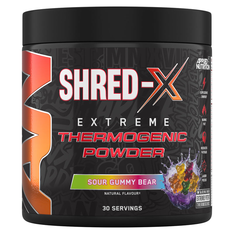 Applied Nutrition Shred X Fat Burner - ABE All Black Everything Fat Burner, Thermo Weight Management (300g - 30 Servings) (Sour Gummy Bear) Sour Gummy Bear 30 Servings (New Pack of 1)