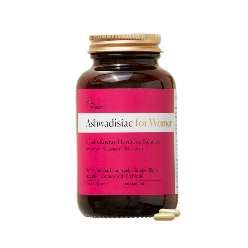 The Naked Pharmacy | Ashwadisiac for Women | Energy & Balance | Saffron, Ashwagandha, Fenugreek & Prebiotic | High Strength | Natural No Additives | 60 Capsules 60 count (Pack of 1)