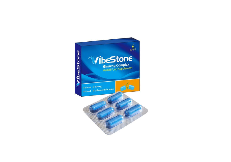 VIBESTONE | 6 Capsules | Ginseng | Stronger | Power & Performance | Immediate Effect | Health Support | 500MG Ginseng LIBIDO Booster 10 Capsules for Men UK
