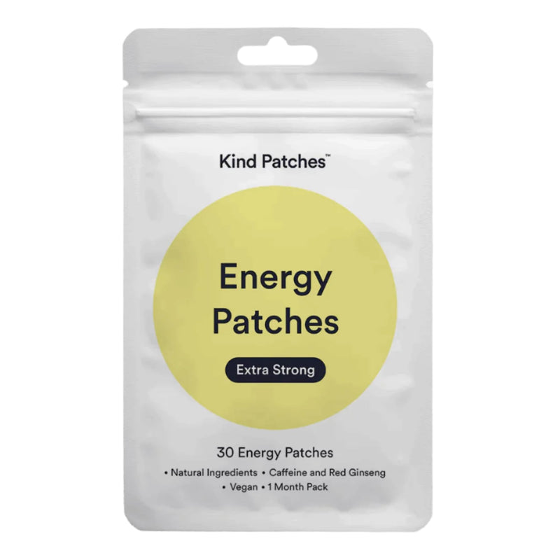Kind Patches | Energy Patches - Extra Strong | Energy Boost Support | Botanical Plant-Based Formula with Caffeine, Red Ginseng & Vitamin B Complex | 30 Vegan Patches 30 Patches (1 Pack)