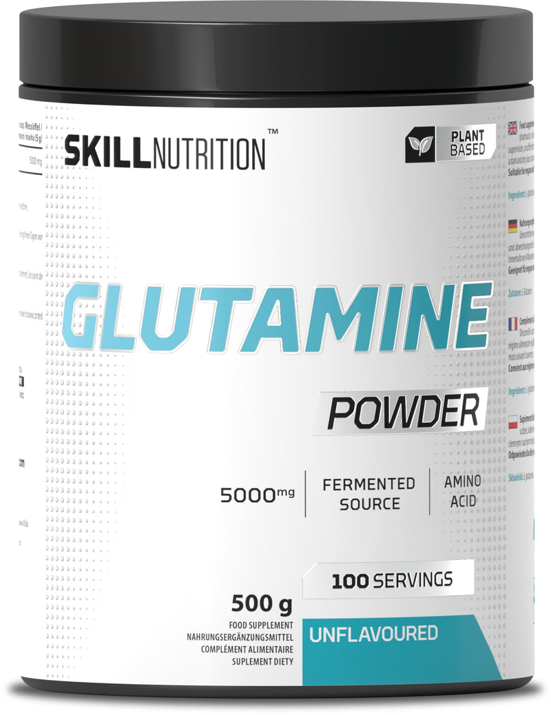 Skill Nutrition Glutamine - 500 g | L-Glutamine Powder | Supports Recovery & Muscle Rebuilding | Free from Sugar & Fillers | Vegan & Vegetarian-Friendly 500 (Pack of 1)