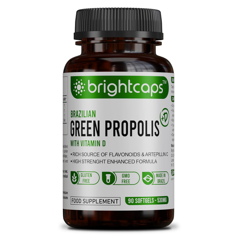Bee Health Propolis | Brazilian Green Propolis | 87% Dry Extract | Immune System Booster | High Artepillin C | 43.2mg Phenolic Compound & 16.8mg Flavonoids | 54µg Vitamin D