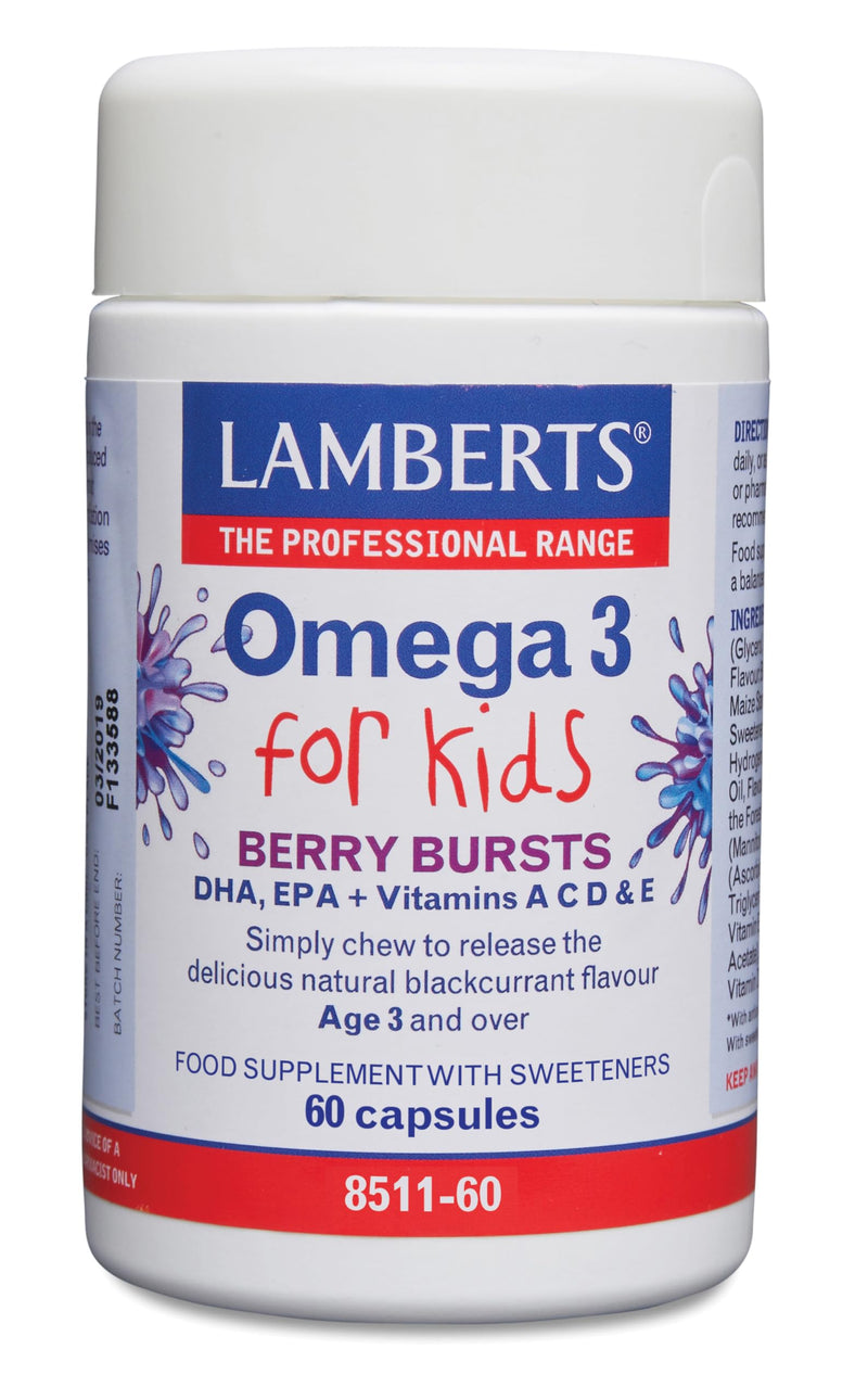 Lamberts Omega 3 for Kids Berry Bursts 60 Capsules