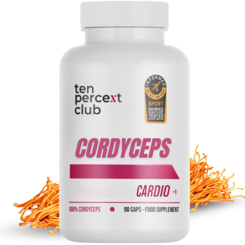 Cordyceps Capsules Mushroom Supplement - Cordyceps Mushroom Extract for Energy, Endurance and Stamina - Natural Nootropic Complex, 90 Caps - Cardio+ by Ten Percent Club