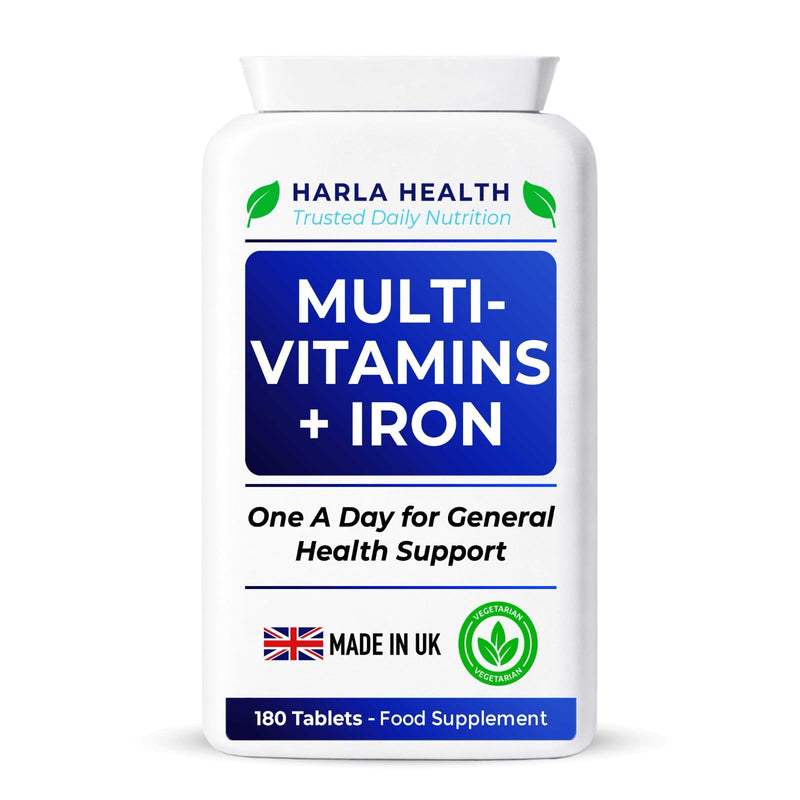 Multivitamins with Iron – 180 Vegetarian Tablets (6-Month Supply) | Daily Energy, Immune Support & Overall Wellbeing for Men & Women | UK Made, GMP Certified