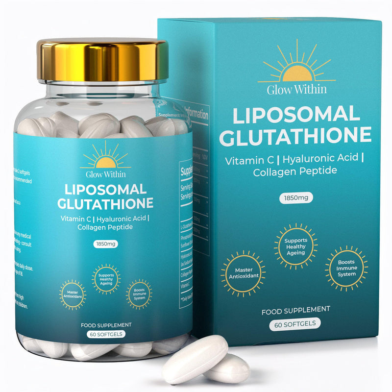 Liposomal Glutathione 1850mg per Serving | Glutathione Supplement Capsules with Vitamin C | Master Antioxidant, Healthy Ageing, Boosts Immune System | 4X Higher Absorption (60 Softgels)
