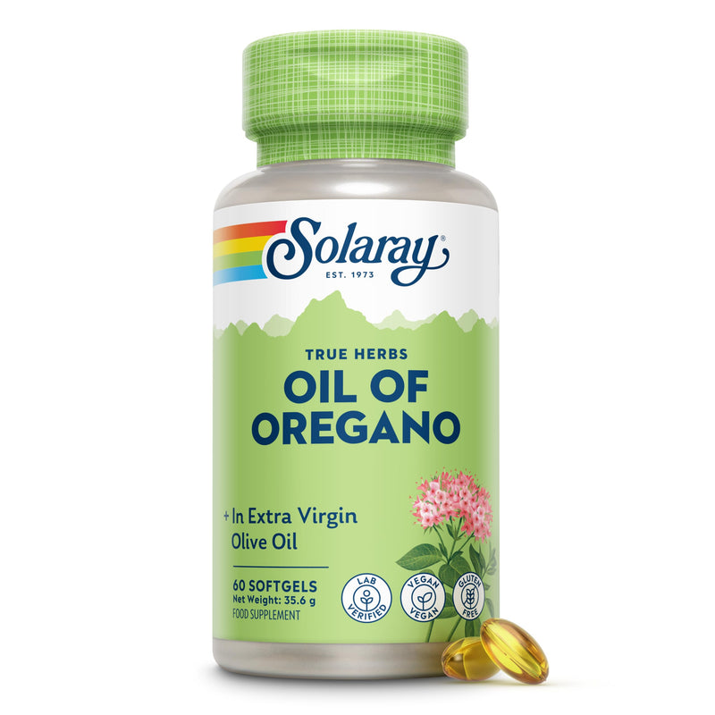 Solaray Oil of Oregano 150mg - 60 Vegan Softgels - Natural Source of Omega 3 & 6 Fatty Acids - High Strength Supplement with Extra Virgin Olive Oil for Gentle Digestion - Lab Verified