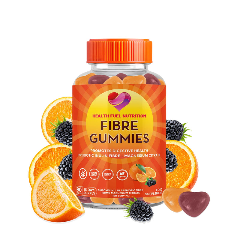 Inulin Fibre Gummies - (90 per Bottle - 45 Day Supply) 5,000mg Inulin 100mg Magnesium Citrate Per Serving - Fiber Gummies - Fibre Supplement - Fiber Supplement - Gut Health