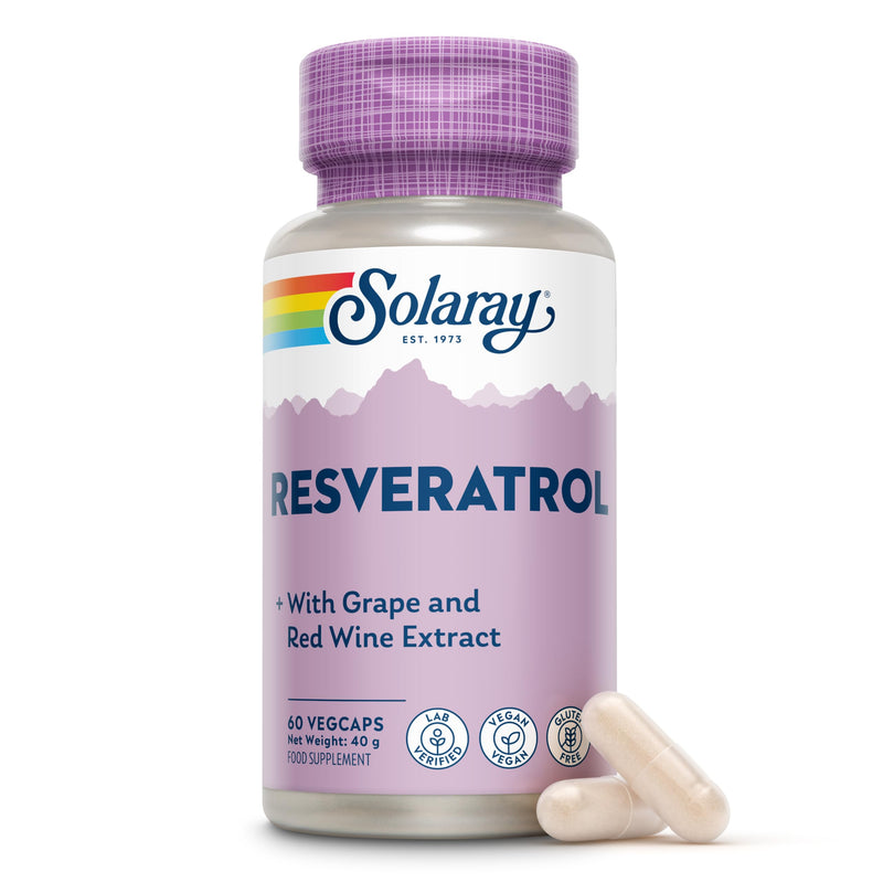 Solaray Resveratrol Complex - 60 Vegan Capsules - Polyphenol Rich Multi-Source Formula with Japanese Knotweed, Grape Seed & Red Wine Extracts - Lab Verified