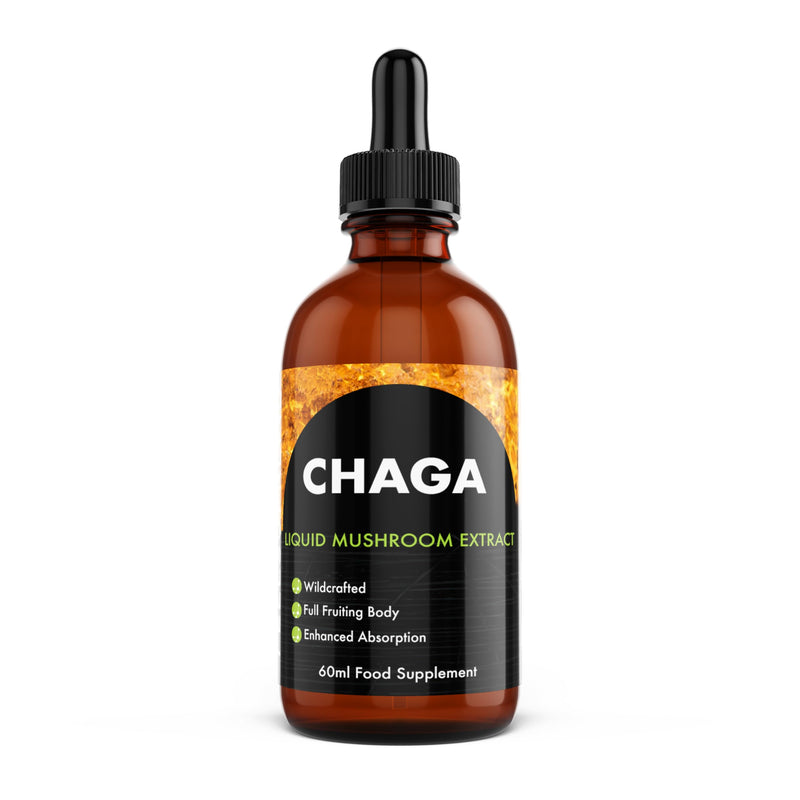 Chaga Mushroom Liquid Extract - Antioxidant-Rich, Pure Chaga Mushroom Supplement - Immune System Booster, Energy Supplements - Non-GMO, Natural Ingredients - 60ml