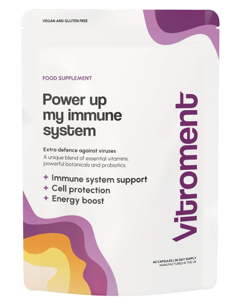 Gut Health and Immune Support Multivitamin & Probiotic Complex - Cognitive Support - with Reishi, Elderberry, Curcumin/Turmeric & Piperine, D3, Vitamin C & Zinc | Vegan, Made in the UK Power up my immune system 60 count (Pack of 1)