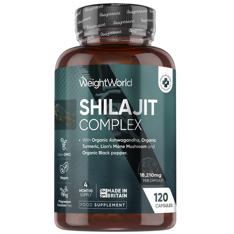 Himalayan Shilajit Capsules 18,210mg | 120 Capsules | 4 Months Supply | 1 a Day | with Organic Ashwagandha, Turmeric, Lion's Mane Mushroom, & Black Pepper | Shilajit for Women & Men | Made in the UK