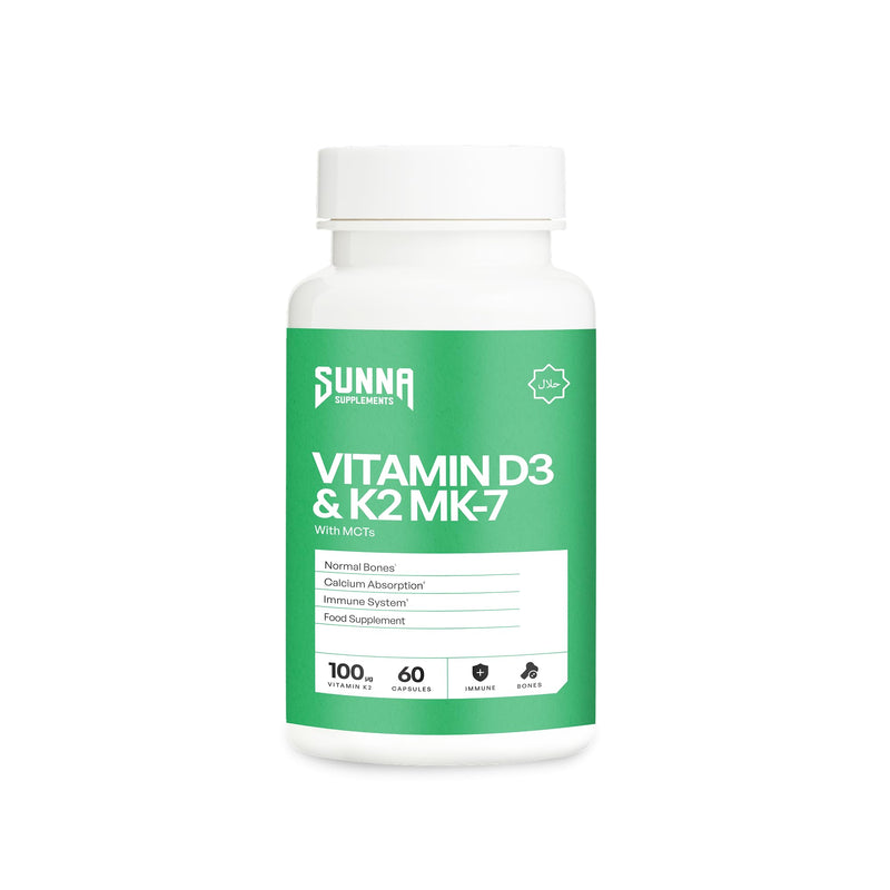 SUNNA SUPPLEMENTS High Strength Vitamin D3 & K2 Capsules with MCT Oil - 4000 IU D3 + 100 µg K2 MK‑7 - Gluten Free and Vegan Vitamin D3 and K2 Capsules for Adults - Bone & Immune Support - 60 Capsules